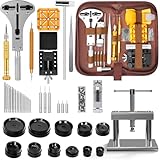 MFLABEL Uhrenwerkzeug Set + Uhrenpresse, 162-tlg Uhr Reparatur Uhrmacherwerkzeug...
