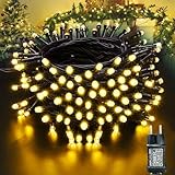 Moxled Lichterkette Weihnachtsbaum - 10M 100 LED Warmweiß Lichterkette Außen...