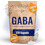 GABA Kapseln Hochdosiert– 500 mg pro Kapsel - 270 Kapseln Je 500 mg - Vegan -...