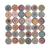 100 Stücke Retro Knöpfe, 25mm Vintage Knöpfe Bunt Knöpfe aus Holz...