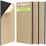 TONOR Holzfurnier Akustikpaneele selbstklebend,2,88m²-4 Stück 120x60x1,9cm 3D...