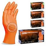 PROGRIP Einweghandschuhe Diamant Grip, Orange, Einmalhandschuhe Extra Stark,...