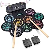 Anpro Elektronisches Schlagzeug-Set, 9 Trommelpads mit...