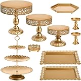 Suwimut 10 Stücke Gold Kuchen Stand Set, Metall Runde Cupcake Halter Dessert...