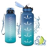 Vikaster Sport Trinkflasche, Water Bottle with Straw 1.5L, Trinkflasche...