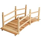 tectake 404379 Holzbrücke mit Geländer, begehbare Gartenbrücke, 137 x 58 x 58...