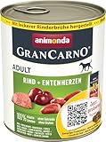animonda GranCarno Hunde Nassfutter mit Rind + Entenherzen (6 x 800 g),...
