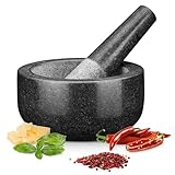 H&S Mörser mit Stößel Set für Gewürze - 16cm XXL aus Granit für Gewürze &...