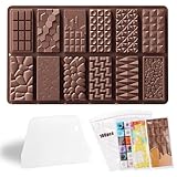 Schokoladenform Silikon, 12 Tafeln Schokoladentafel Tief Form mit Schaber und...