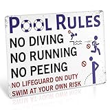 Andibro Pool Rules Schilder, Pool Warnschild Metall Blechschild 11,8 x 7,8 Zoll...