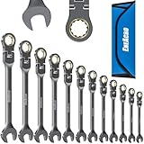 ENEACRO Gelenk-Ratschenschlüssel Set, 12Tlg, 8-19mm, Flex-Kopf Anti-Rutsch...
