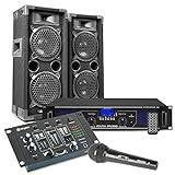 MAX26 PA Anlage Komplett Set, 1200 Watt DJ Boxen Set Lautsprecher mit...