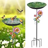 38In Metall Vogeltränke Vogelbad Stehend für Draußen Garten, Futter Schale...