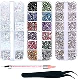 4200 Stück Strasssteine Nägel Nail Art,36 Farben Glitzersteine, Dekorationen...