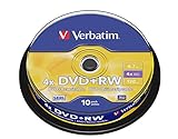 Verbatim DVD-RW 4x4.7GB, 10er Pack Spindel, DVD Rohlinge beschreibbar, 4-fache...