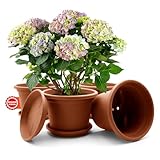 BigDean 4 Stück Blumentopf mit Untersetzer rund ø 20 cm Terracotta –...