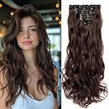 Swy Hair Clip-in-Haarverlängerung, gewellt, glatt, Kunsthaar, 7 Stück,...