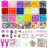 Uolifrem 2500+ Loom Bänder Set für Kinder, 22 Farben Loops Gummis Bänder...