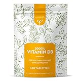 Vitamin D 2000 I.E - 400 Sonnenvitamin D3 Tabletten - Unterstützt Knochen,...