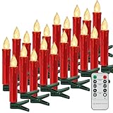 20er Weihnachtsbaum Kerzen LED mit Fernbedienung Timer, Weihnachtskerze Dimmbar...