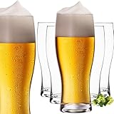 PLATINUX Biergläser 500ml (max. 640ml) aus Glas Set 6-Teilig Bierseidel...