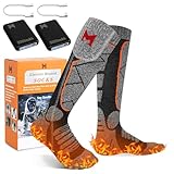 Beheizbare Socken, 5000mAh Elektrisch Wiederaufladbare Akku Beheizte Socken für Damen Herren, 4 Heizstufen Winter Baumwollsocken für Outdoor-Sport - Skifahren, Skaten, Angeln, Radfahren, Motorrad