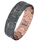 Jeracol Kupferarmband Herren, 3row Ultrastarke Magnete 99,99% massives kupfer...