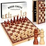 WUFANC Schachspiel Holz 29 x 29cm, Magnetisches Schachbrett Holz mit Starkem...