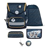 Belmil Compact mit Patches Schulranzen Set 5-teilig mit Brustgurt...