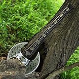Handmade Viking Double Head Axe with Leather Sheath. Large Norse Axe,...