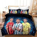 EXUFRW Fussball Bettwäsche 135x200 cm + Reißverschluss Kissenbezug 80×80 cm...