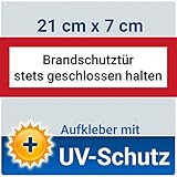 2x Aufkleber Schild Brandschutztür stets geschlossen halten, 21x7cm,...