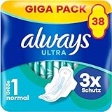 Always Ultra Binden Damen Gr. 1, Normal (38 Damenbinden mit Flügeln) Giga Pack,...