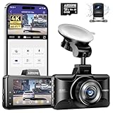 AZDOME Dashcam Auto Vorne Hinten 4K+1080P, 4K WiFi Dash Cam mit 64GB SD Karte,...