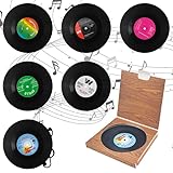 Rseuphiee 6 Stück Vinyl Schallplatten Untersetzer, Rund Glasuntersetzer,...