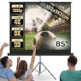 Jago® Leinwand Beamer - 1:1, 4:3, 16:9, HD 4K 3D, Rollo, Manuell Ausziehbar,...