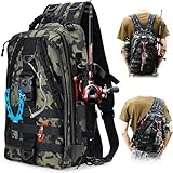 LYtech Angelrucksäcke mit Rutenhalter Wasserdichter Angelrucksack Angeltasche...