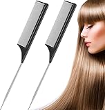 ROTOPATA 2 Stück Stielkamm Toupierkamm für Friseur, Stilkamm Hair Kamm mit...