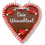 Lebkuchenherz 21 x 22cm individuell mit Wunschtext online selber Beschriften -...