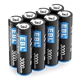 EBL AA Batterien, 1,5V Lithium Batterien AA 8 Stück 3000 mAh, Langlebige...