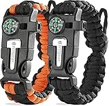 aZengear Paracord Überlebensarmband | Feueranzünder aus Feuerstein und Stahl,...