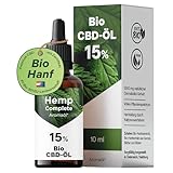 Bio CBD Öl 15% Vollspektrum - Bio Hanf CBD Tropfen mit 1.500 mg Cannabidiol -...