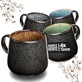 Moritz & Moritz SOLID 4er Tassen Set Bunt - Kaffeebecher Set Außen Schwarz -...