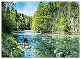 WallArena - Vlies Fototapete Wasserfall 3D EFFEKT Wald Bäume Natur 400x280 cm -...