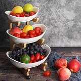 SEVEN SPARTA Obst Etagere 3 Stöckige Obstschale Keramik Schale für Küche Obst...