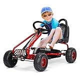 DREAMADE Gokart mit Handbremse & verstellbarem Sitz, Tretauto Tretfahrzeug mit...