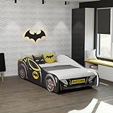 KOBI Kinderbett BATMAN | Autobett | für Kinderzimmer | Jungenbett mit Matratze...