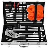 N NOBLE FAMILY 30PCS Hochwertiges Edelstahl Grill Zubehör Set - Professionelle...