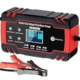 Ladegerät Autobatterie, 12V/24V 8A KFZ Batterieladegerät Vollautomatisches...