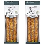 Dokas Dog Snack 1 m Kaurolle für Hunde aus Rinderhaut mit Huhn - Doppelpack - 2...